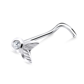 Fishtail Silver Curved Nose Stud NSKB-692